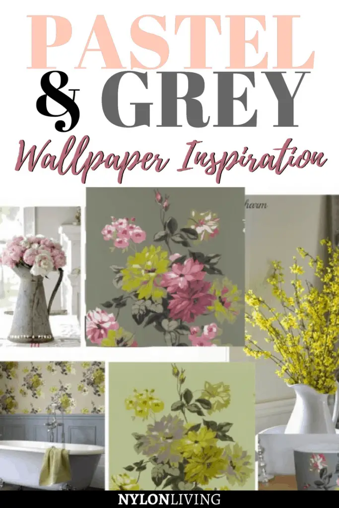 Thinking of decorating with a moody pastels and grey palette? Check out this Guild Portier wallpaper for some classic wallpaper inspiration. #wallpaper #pastels #grey #walls #walldecor