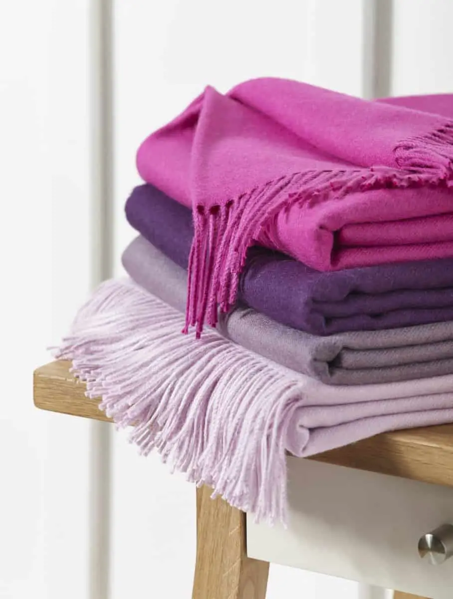Pure Alpaca throws in a rich shade of violet and mauve