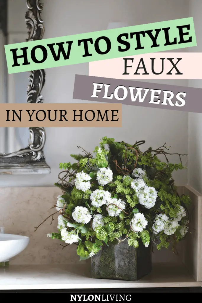 Faux flowers are a great addition to change the mood of a room. But how to style faux flowers for an elegant result? First, don’t buy the plasticky, old-school artificial flowers. The new faux flowers, made of silk and cotton, are beautiful to look at and to touch. Discover these faux flowers decor ideas and find some faux flowers arrangement inspo for your home. #interiorlovers #interiordecorating #interiordetails #decoratingideas #flowers