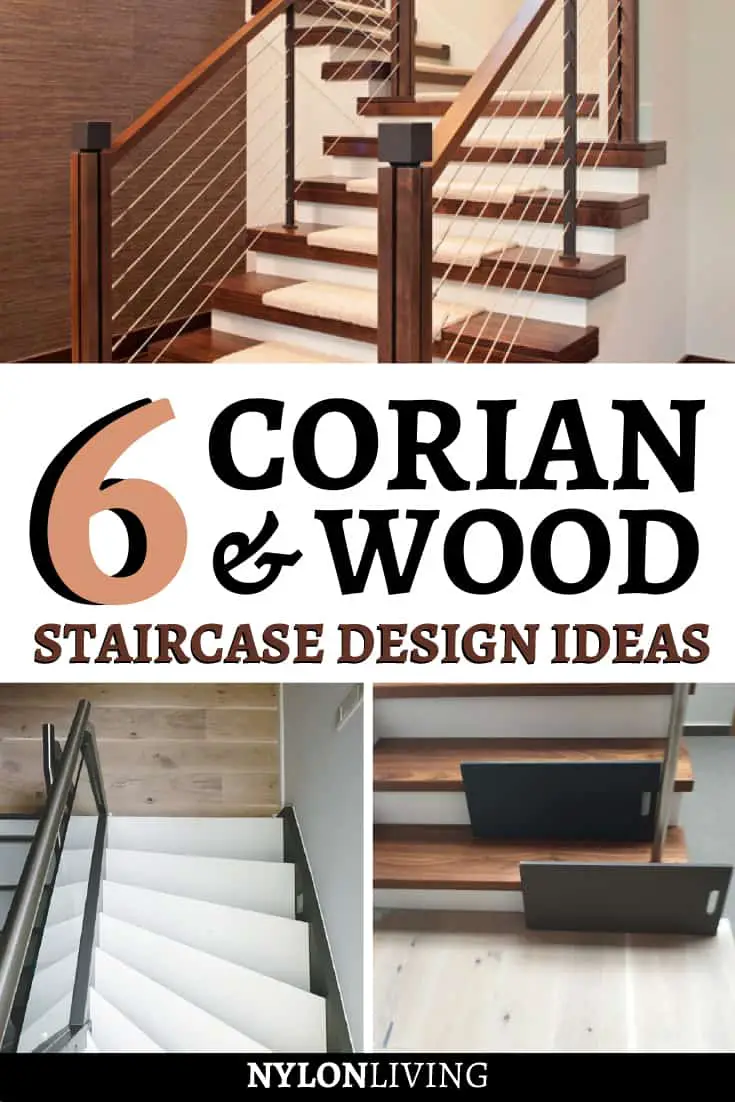 white Corian staircase style | stair materials | modern stair banister ...