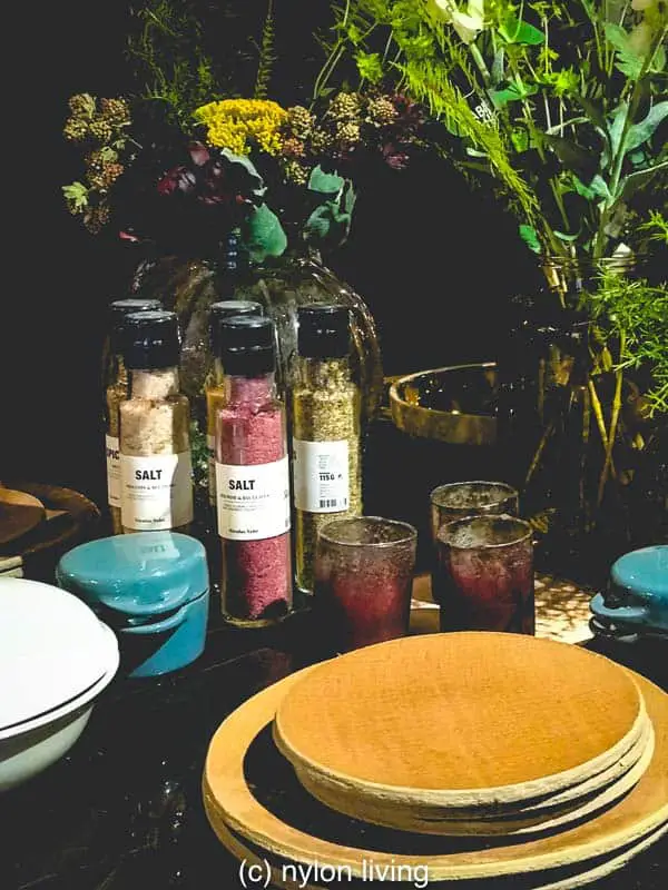 colorful condiments and plates #AbigailAhern #darkdecor #interiordesign #interiorstyling #homedecor 