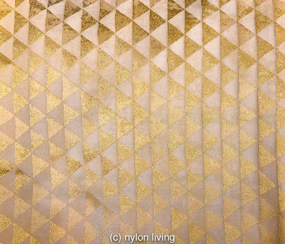 Kenzo Takada Roche Bobois fabric in gold and cream geometric pattern