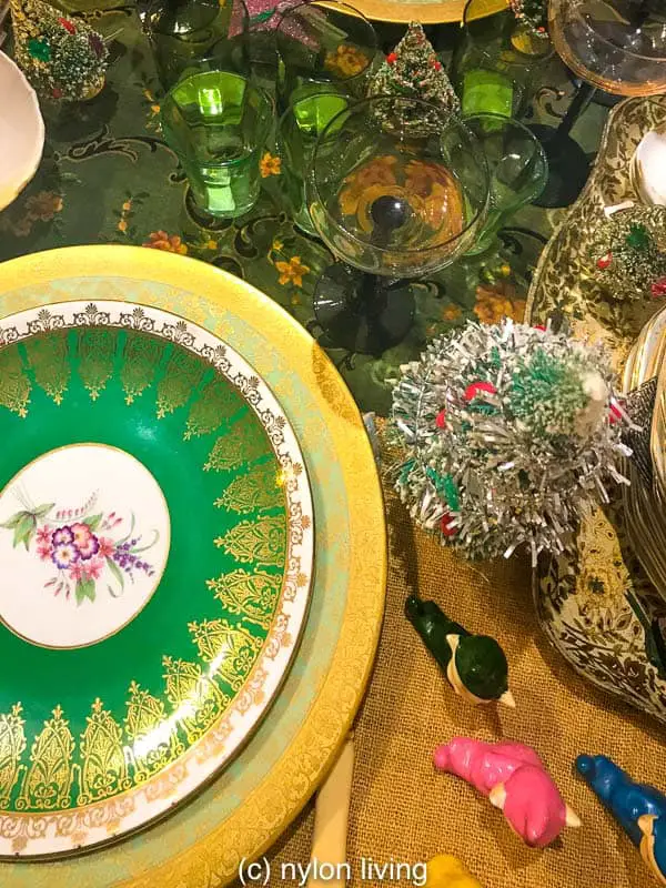 Bring out the vintage plates for a holiday dining table. 