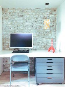 white and grey desk with a computer