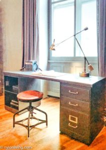 industrial style writing desk and stool