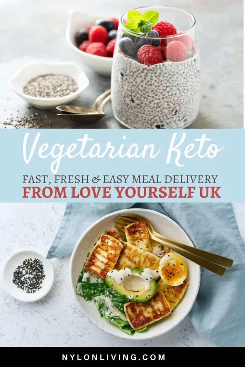 images of vegetarian keto with the text fast fresh and easy meal delivery from Love Yourself UK
