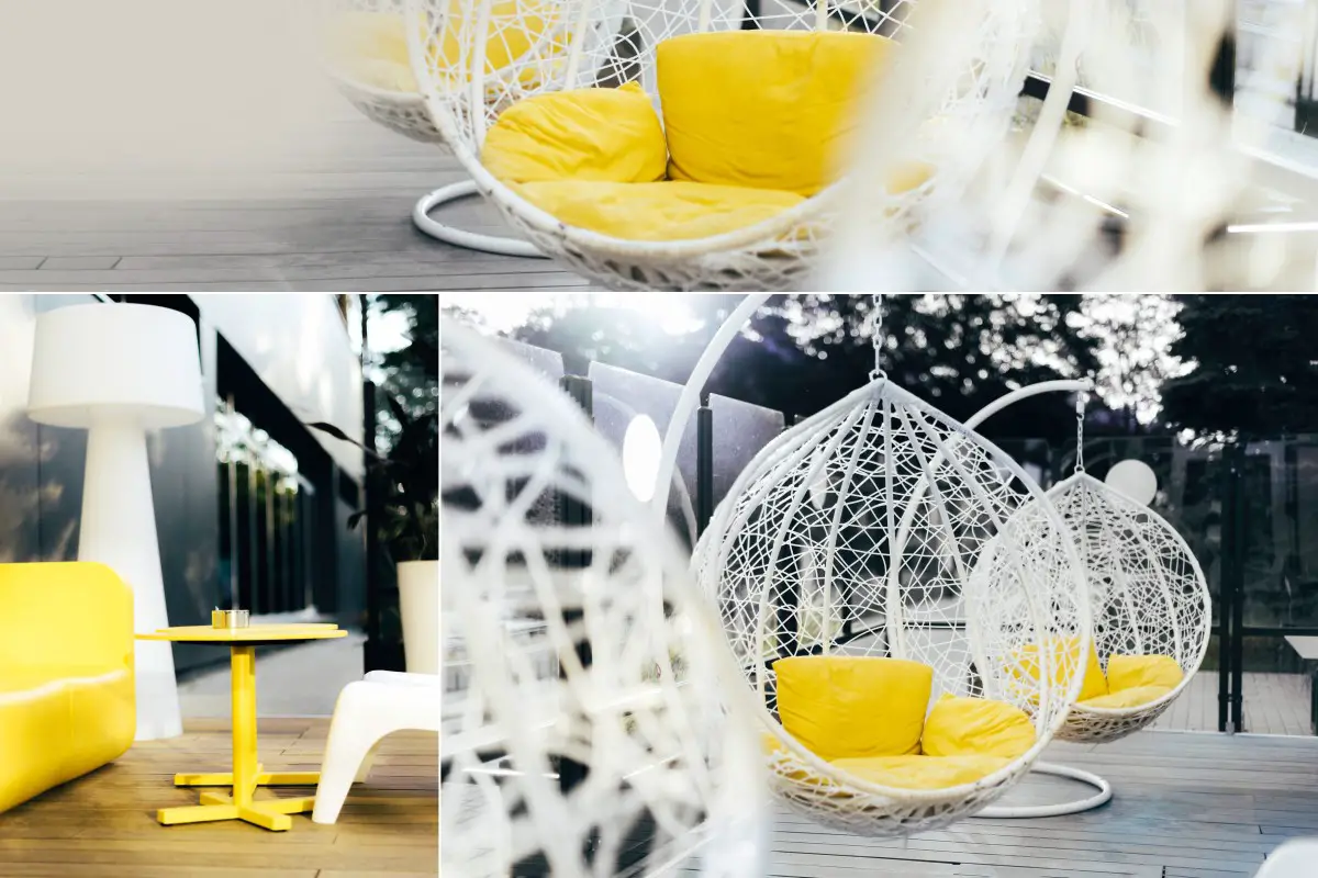 lemon and white seating outside